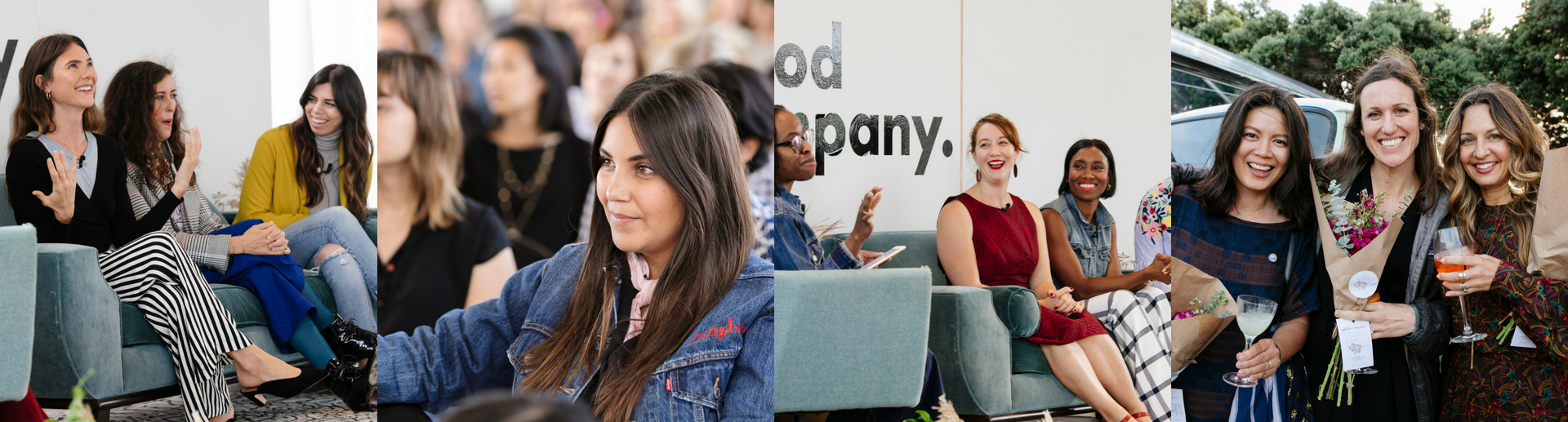 Schedule 2017 header for in good company conference - women sitting, talking, as speaker, as guests